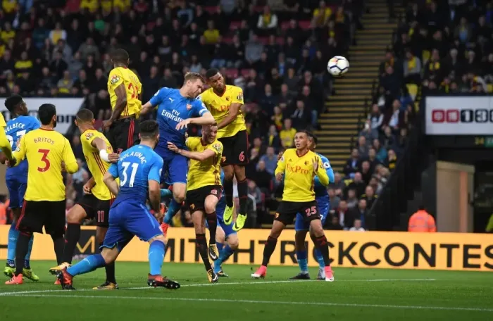 Framed Print : Per Mertesacker's Header: Arsenal's Victory Over Watford (2017-18) Framed Print : Per Mertesacker's Header: Arsenal's Victory Over Watford (2017-18)