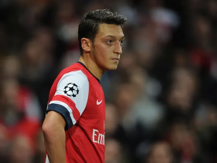 Framed Print : Mesut Ozil in Action: Arsenal vs Borussia Dortmund, UEFA Champions League (2013)