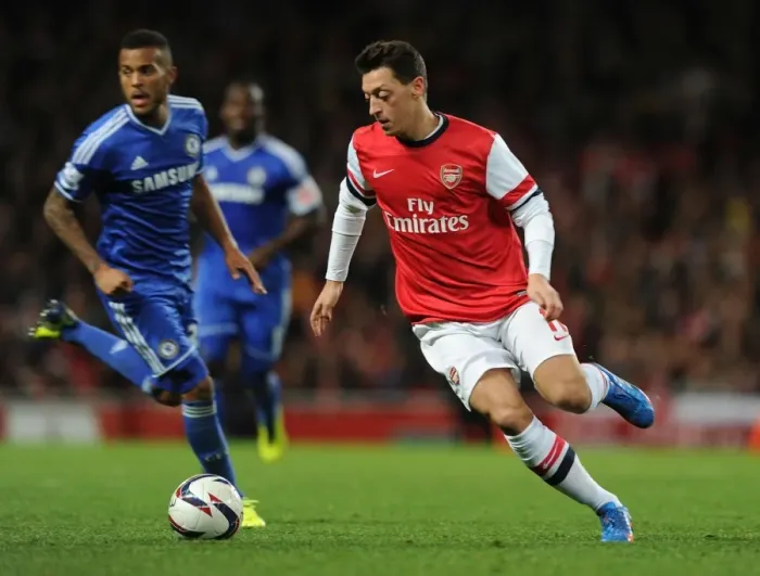 Framed Print : Mesut Ozil in Action: Arsenal vs. Chelsea, Capital One Cup 2013-14