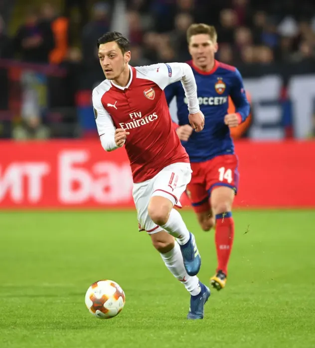 Framed Print : Mesut Ozil in Action: Arsenal vs. CSKA Moskva, UEFA Europa League Quarterfinals, Moscow, 2018