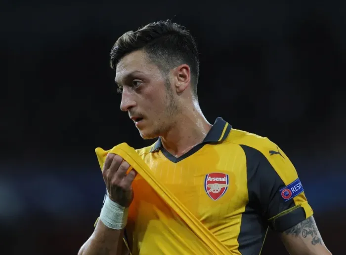 Framed Print : Mesut Ozil in Action: Arsenal vs. FC Basel, UEFA Champions League, 2016