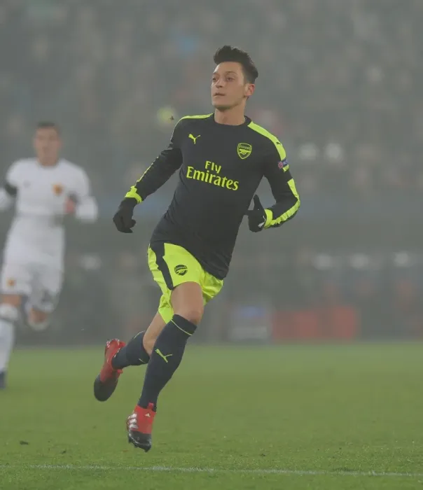 Framed Print : Mesut Ozil in Action: Arsenal vs. FC Basel, UEFA Champions League, Switzerland, 2016