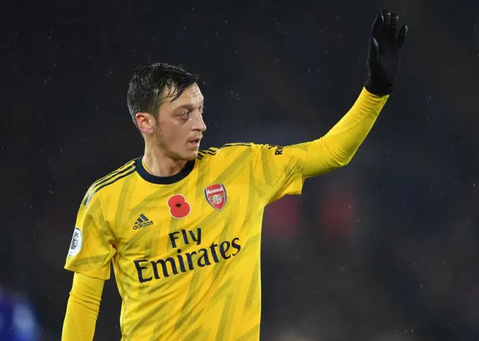 Framed Print : Mesut Ozil in Action: Arsenal vs. Leicester City, Premier League 2019-20