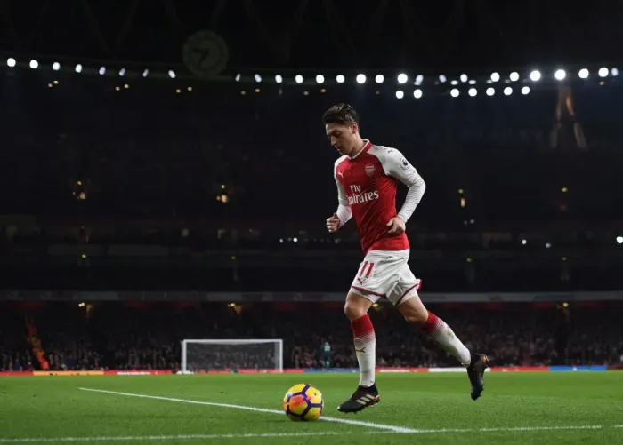 Framed Print : Mesut Ozil in Action: Arsenal vs. Liverpool, Premier League 2017-18