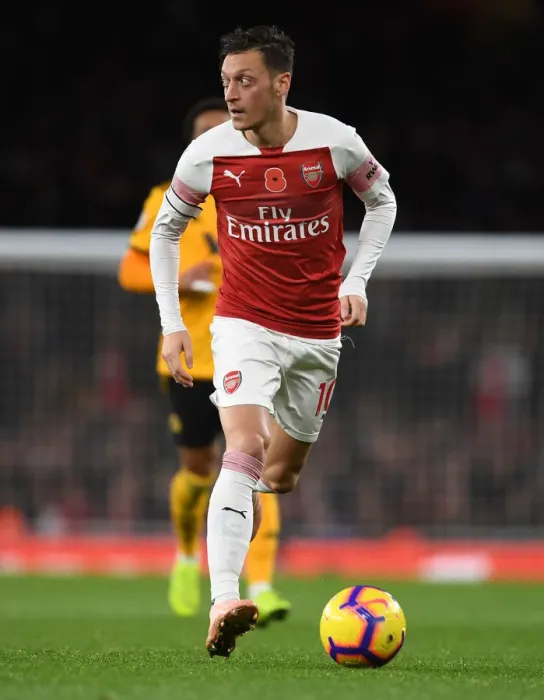 Framed Print : Mesut Ozil: In Action for Arsenal vs. Wolverhampton Wanderers, Premier League 2018-19