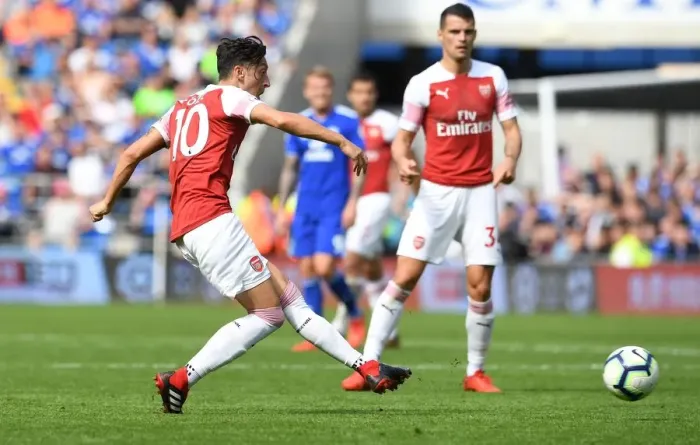 Framed Print : Mesut Ozil: In Action against Cardiff City, Premier League 2018-19