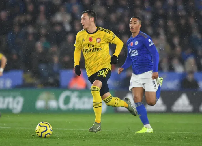 Framed Print : Mesut Ozil in Action: Premier League Clash between Arsenal and Leicester City, 2019-2020