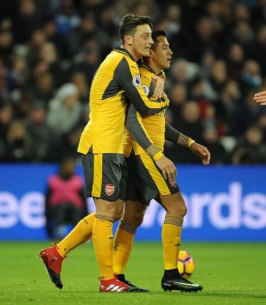 Mesut Ozil and Alexis Sanchez Celebrate First Arsenal Goal vs. West Ham United (2016-17)