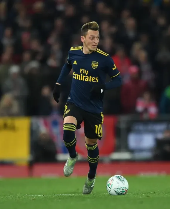 Framed Print : Mesut Ozil at Anfield: Arsenal vs. Liverpool - Carabao Cup Showdown