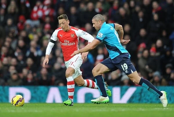 Mesut Ozil Breaks Past Stoke's Walters in Arsenal's Premier League Clash (Arsenal v Stoke City 2014-15)
