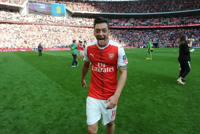 Framed Print : Mesut Ozil Celebrates Arsenal's FA Cup Semi-Final Victory over Manchester City Framed Print : Mesut Ozil Celebrates Arsenal's FA Cup Semi-Final Victory over Manchester City