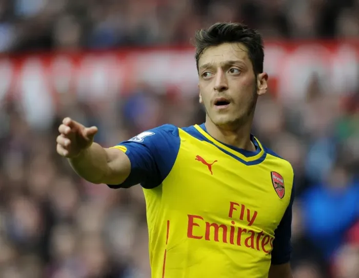 Framed Print : Mesut Ozil: Clash at Old Trafford - Manchester United vs. Arsenal, Premier League 2014-15