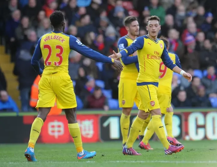Framed Print : Mesut Ozil and Danny Welbeck Celebrate Arsenal's Second Goal vs Crystal Palace, 2015 Framed Print : Mesut Ozil and Danny Welbeck Celebrate Arsenal's Second Goal vs Crystal Palace, 2015