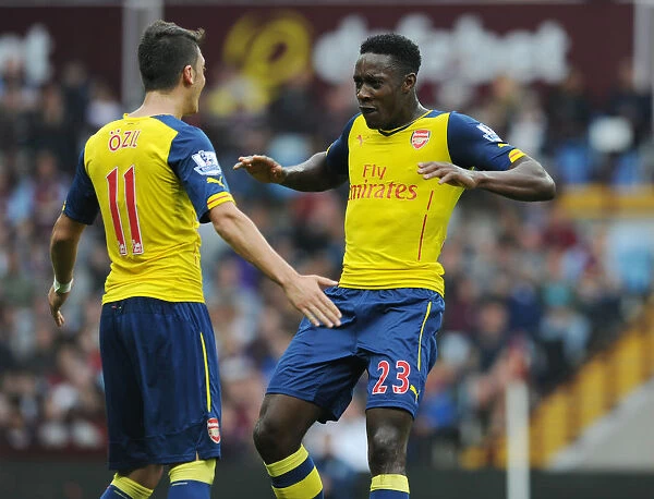 Mesut Ozil and Danny Welbeck Celebrate First Goal: Aston Villa vs. Arsenal, 2014-15 Premier League