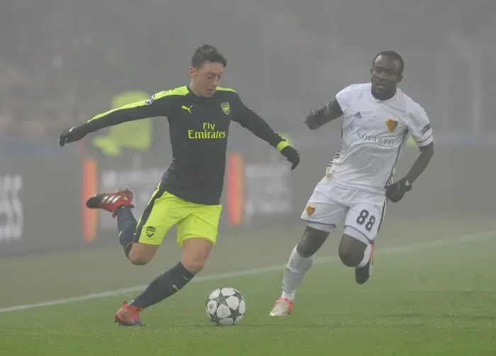 Framed Print : Mesut Ozil Faces Intense Pressure: FC Basel vs. Arsenal, UEFA Champions League, 2016