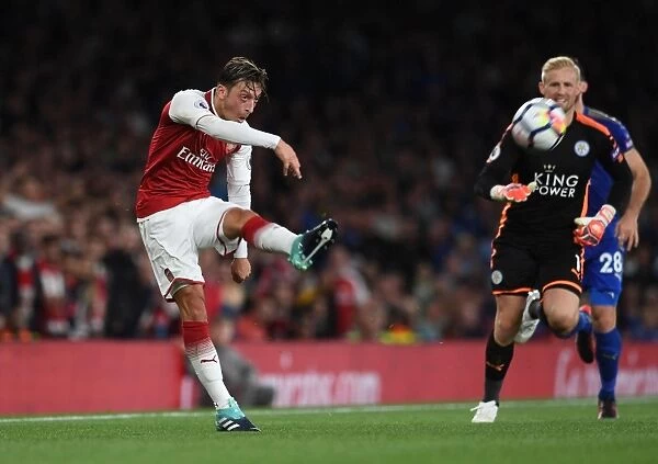 Mesut Ozil Goes for Glory: Arsenal vs Leicester City, 2017-18 - Ozil Shoots Past Schmeichel