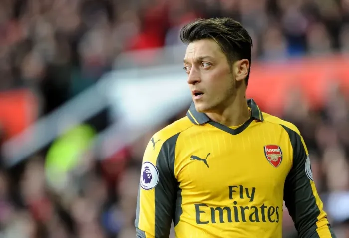 Framed Print : Mesut Ozil at Old Trafford: Arsenal vs. Manchester United, Premier League 2016-17