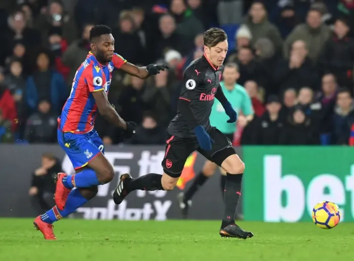 Framed Print : Mesut Ozil Outmaneuvers Timothy Fosu-Mensah in Crystal Palace vs Arsenal Premier League Clash Framed Print : Mesut Ozil Outmaneuvers Timothy Fosu-Mensah in Crystal Palace vs Arsenal Premier League Clash