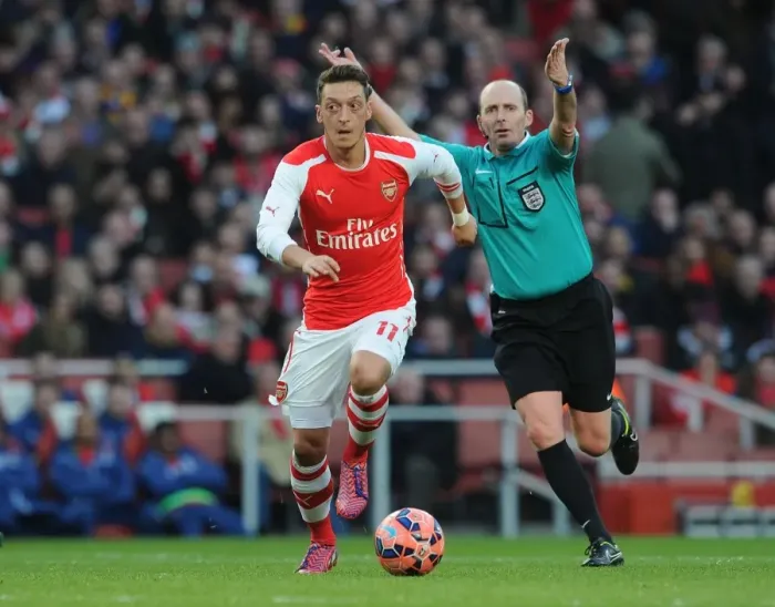 Framed Print : Mesut Ozil and Referee Mike Dean during Arsenal vs. Middlesbrough FA Cup Clash Framed Print : Mesut Ozil and Referee Mike Dean during Arsenal vs. Middlesbrough FA Cup Clash