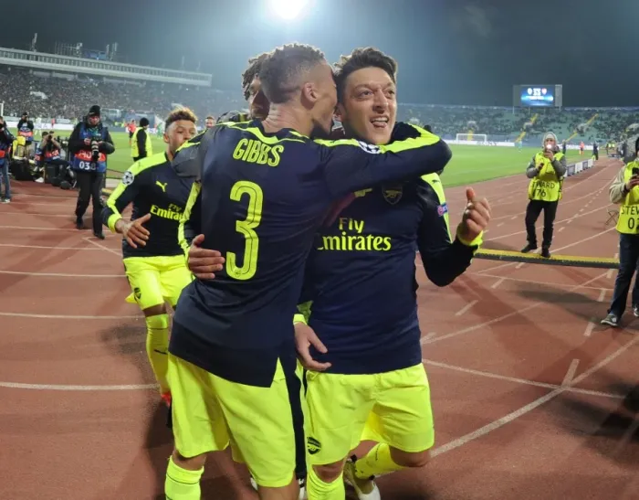 Framed Print : Mesut Ozil Scores for Arsenal Against Ludogorets in Champions League Framed Print : Mesut Ozil Scores for Arsenal Against Ludogorets in Champions League