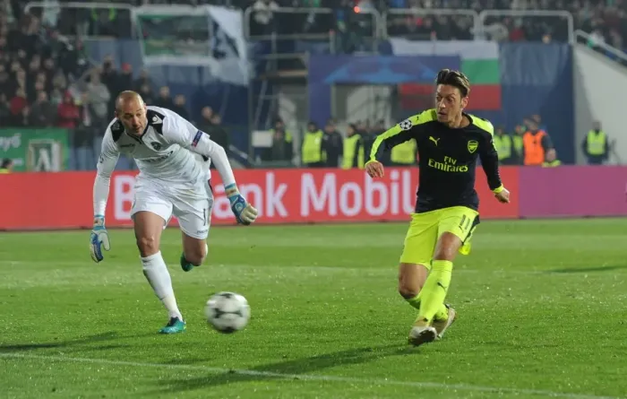 Framed Print : Mesut Ozil Scores for Arsenal Against Ludogorets in UEFA Champions League Framed Print : Mesut Ozil Scores for Arsenal Against Ludogorets in UEFA Champions League