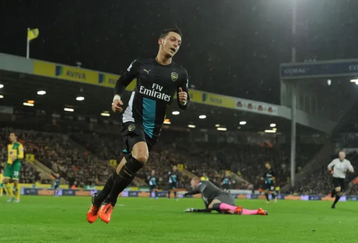 Framed Print : Mesut Ozil Scores: Arsenal Triumphs Over Norwich City in Premier League 2015-16 Framed Print : Mesut Ozil Scores: Arsenal Triumphs Over Norwich City in Premier League 2015-16