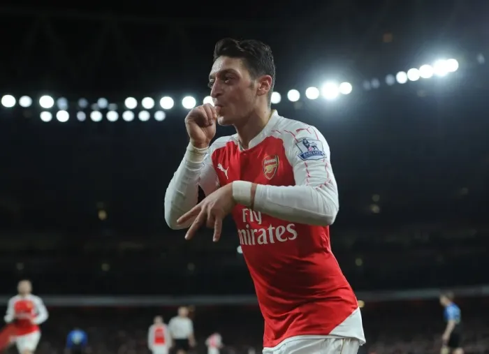 Framed Print : Mesut Ozil Scores Arsenal's Second Goal Against Bournemouth (2015-16)