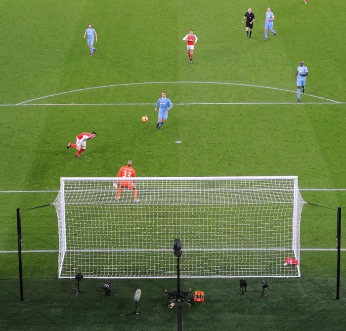 Framed Print : Mesut Ozil Scores Arsenal's Second Goal Against Stoke City (2016-17)