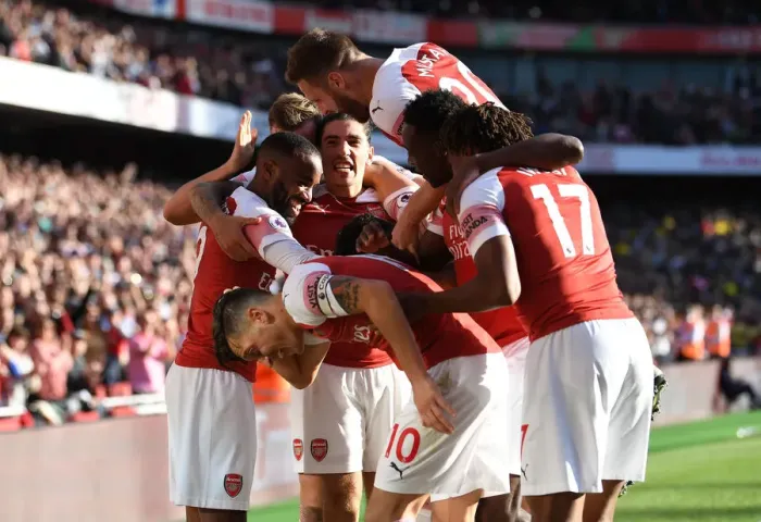 Framed Print : Mesut Ozil Scores and Celebrates: Arsenal's Triumph over Watford, Premier League 2018-19