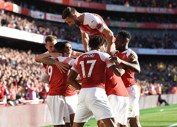 Mesut Ozil Scores and Celebrates with Team Mates: Arsenal vs Watford, Premier League 2018-19