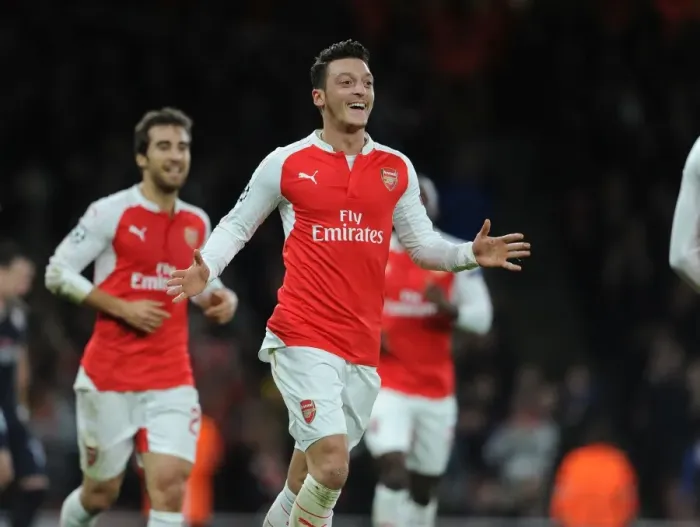 Framed Print : Mesut Ozil Scores First Arsenal Goal: Arsenal FC vs. GNK Dinamo Zagreb, UEFA Champions League, 2015