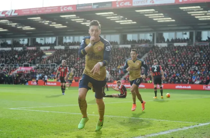 Framed Print : Mesut Ozil Scores First Arsenal Goal: Arsenal's Victory Over Bournemouth in 2015-16 Premier League Framed Print : Mesut Ozil Scores First Arsenal Goal: Arsenal's Victory Over Bournemouth in 2015-16 Premier League