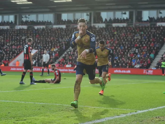Framed Print : Mesut Ozil Scores First Goal: Arsenal's Triumph at Bournemouth (2015-16) Framed Print : Mesut Ozil Scores First Goal: Arsenal's Triumph at Bournemouth (2015-16)
