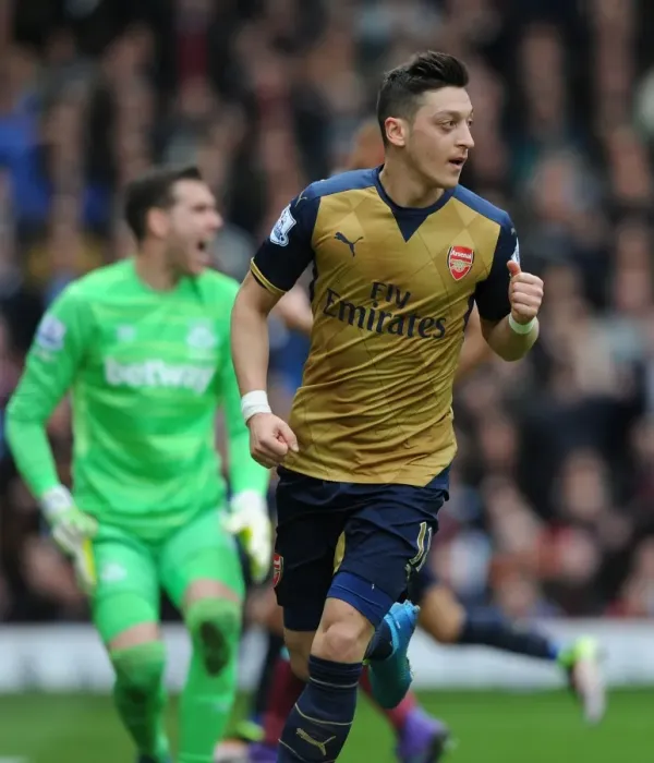 Framed Print : Mesut Ozil Scores the First Goal: Arsenal's Victory over West Ham United, Premier League 2015-16