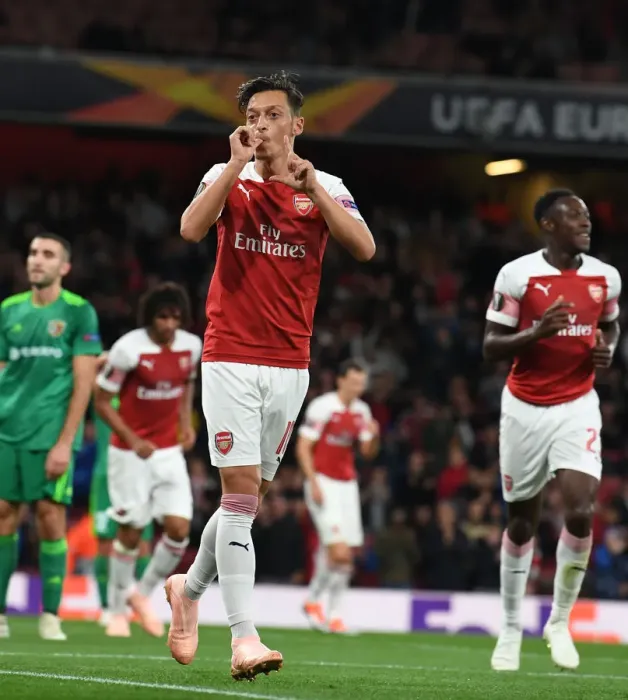 Framed Print : Mesut Ozil Scores His Fourth Goal: Arsenal's Victory Over Vorskla Poltava in Europa League 2018-19