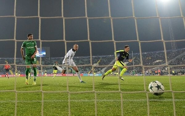 Mesut Ozil Scores the Third Goal: Arsenal's Triumph over Ludogorets in the UEFA Champions League, Sofia, Bulgaria (November 2016)