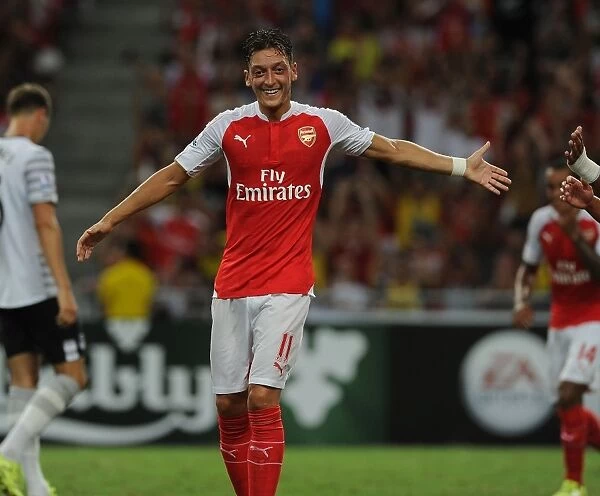 Mesut Ozil Scores His Third Goal: Arsenal's Victory at Barclays Asia Trophy 2015-16 against Everton, Singapore