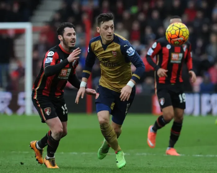 Framed Print : Mesut Ozil Scores Past Adam Smith: Arsenal's Victory Over Bournemouth in Premier League 2015-16 Framed Print : Mesut Ozil Scores Past Adam Smith: Arsenal's Victory Over Bournemouth in Premier League 2015-16