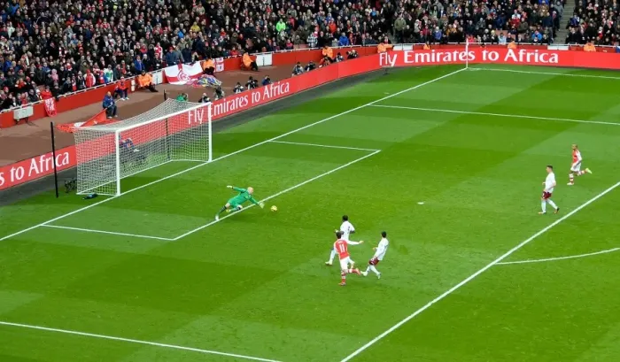 Framed Print : Mesut Ozil Scores the Second Goal: Arsenal vs. Aston Villa, Premier League 2014-15 Framed Print : Mesut Ozil Scores the Second Goal: Arsenal vs. Aston Villa, Premier League 2014-15