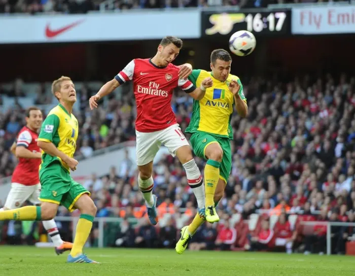 Framed Print : Mesut Ozil Scores Second Goal Against Norwich City, 2013-14 Premier League
