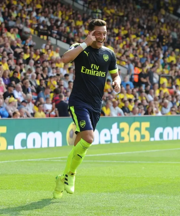 Framed Print : Mesut Ozil Scores His Third: Arsenal's Triumph Over Watford (2016-17)