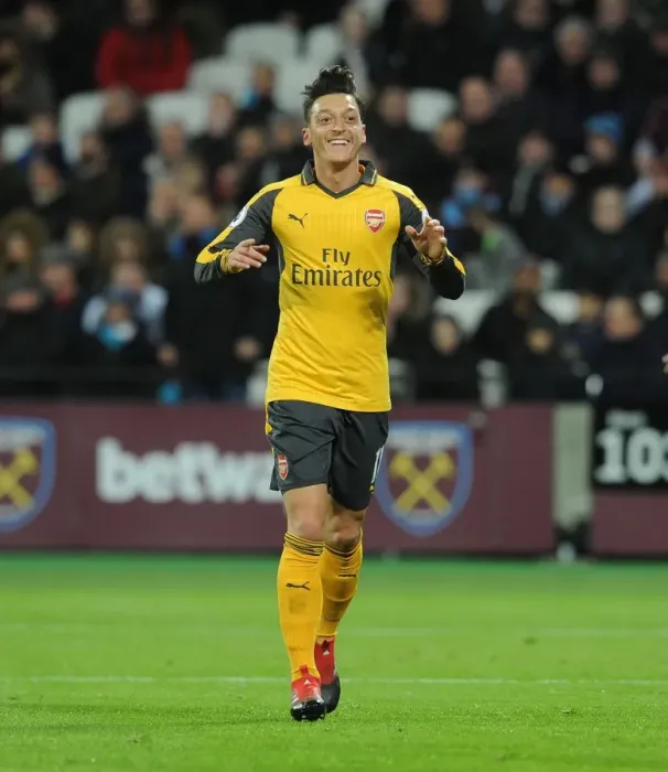 Framed Print : Mesut Ozil Scores: West Ham United vs. Arsenal, Premier League 2016-17