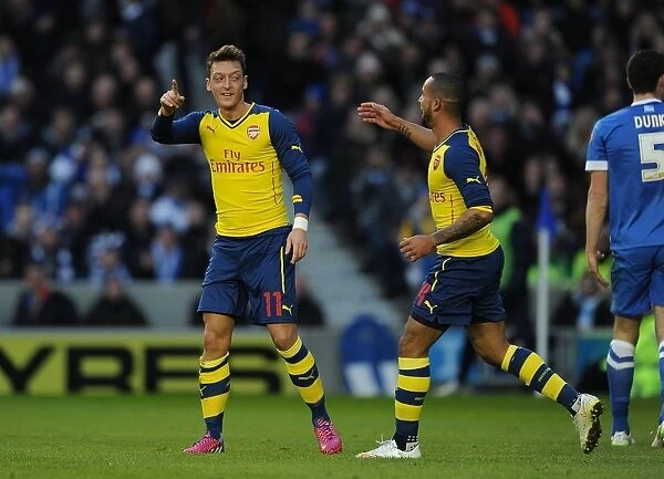 Mesut Ozil and Theo Walcott Celebrate Arsenal's FA Cup Goals Against Brighton & Hove Albion