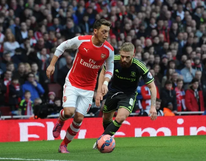 Framed Print : Mesut Ozil vs. Adam Clayton: Arsenal's FA Cup Victory Over Middlesbrough (2:0)