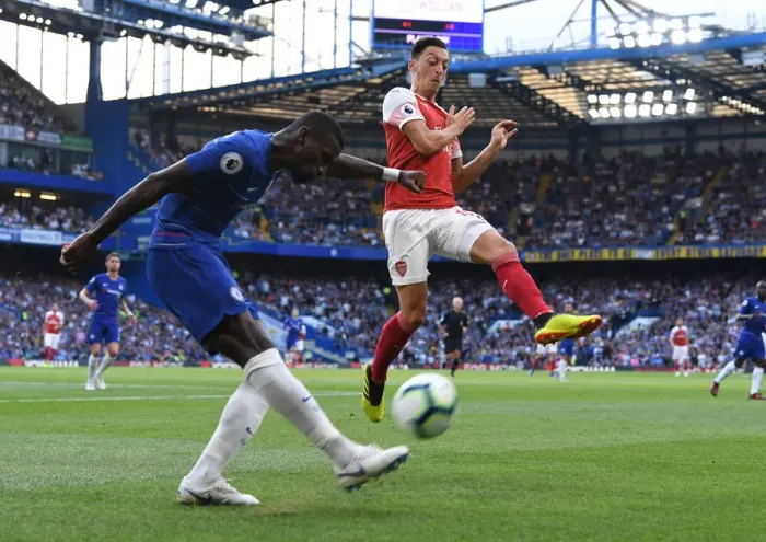Framed Print : Mesut Ozil vs. Antonio Rudiger: Clash of the Titans - Chelsea vs. Arsenal, Premier League 2018-19