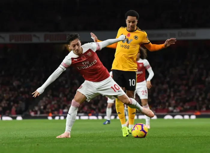 Framed Print : Mesut Ozil vs. Helder Costa: A Battle at the Emirates Framed Print : Mesut Ozil vs. Helder Costa: A Battle at the Emirates