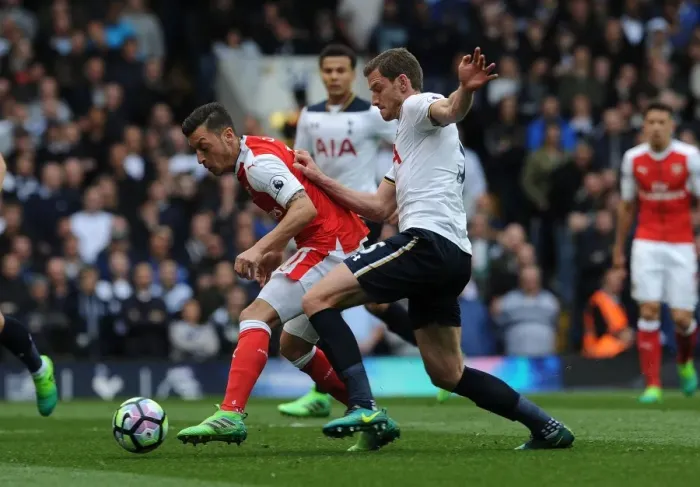 Framed Print : Mesut Ozil vs. Jan Vertonghen: A Premier League Showdown Framed Print : Mesut Ozil vs. Jan Vertonghen: A Premier League Showdown