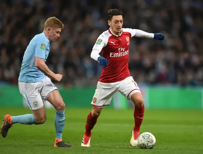 Framed Print : Mesut Ozil vs. Kevin De Bruyne: Clash of the Creatives - Arsenal v Manchester City Carabao Cup Final