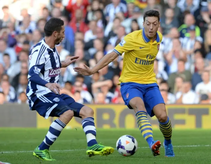 Framed Print : Mesut Ozil vs. Morgan Amalfitano: A Battle in the Premier League - West Bromwich Albion vs. Arsenal (2013-14) Framed Print : Mesut Ozil vs. Morgan Amalfitano: A Battle in the Premier League - West Bromwich Albion vs. Arsenal (2013-14)