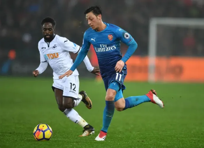 Framed Print : Mesut Ozil vs. Nathan Dyer: A Premier League Battle at Swansea's Liberty Stadium (Arsenal vs. Swansea City, 2017-18) Framed Print : Mesut Ozil vs. Nathan Dyer: A Premier League Battle at Swansea's Liberty Stadium (Arsenal vs. Swansea City, 2017-18)